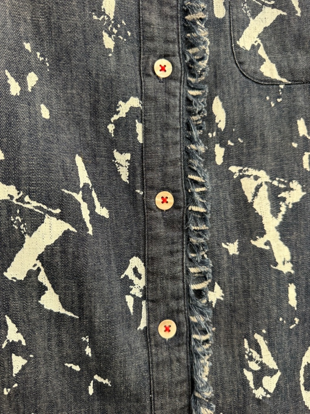 Tizzie Frayed Denim Button-Down Shirt - Picture 3 of 6